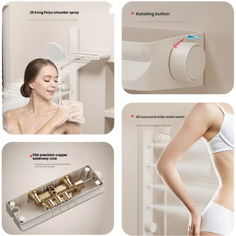 MMOOKA Shower System Set Milk White Bathroom Split Shower Multifunction Shoulder Waist Spouts Household Pressurized Shower Set MMOOKA.COM