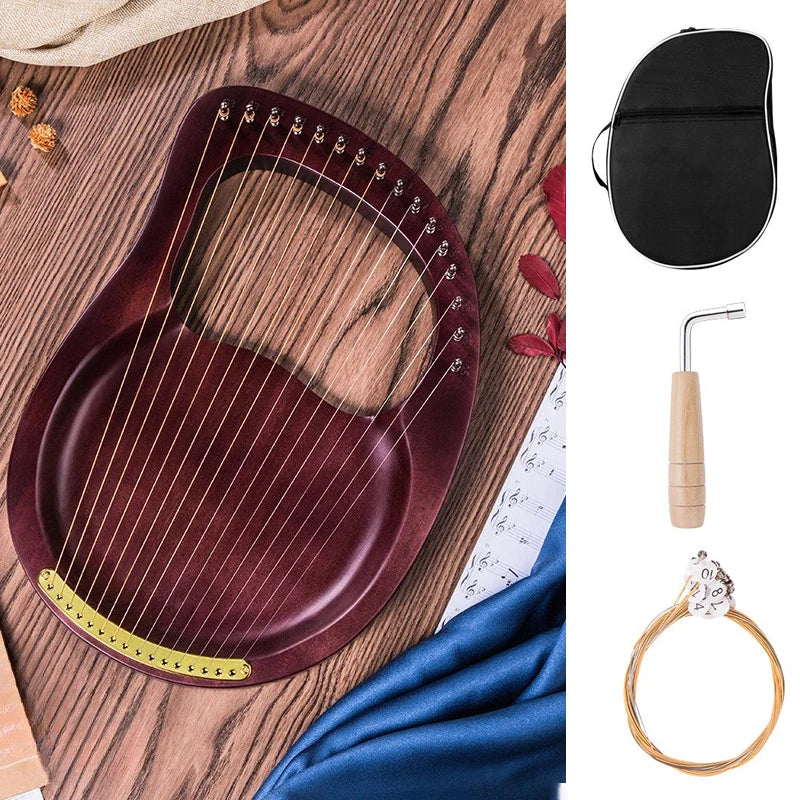 Portable Lyre Harp Professional Adult Beginners Harps Sound Therapy Mahogany Harp Traditional Small Stringed Musical Instruments
