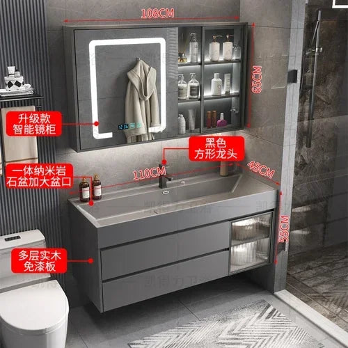 MMOOKA Multipurpose Narrow Bathroom Cabinets Makeup Organizer Makeup Bathroom Cabinets Mirror with Light Banheiro Furniture YX50BC