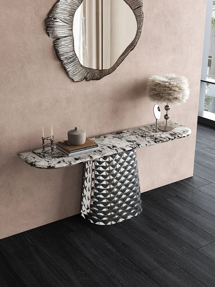MMOOKA Natural Luxury Stone Italian Minimalist Three-Dimensional Geometry Console Tables Modern Minimalist