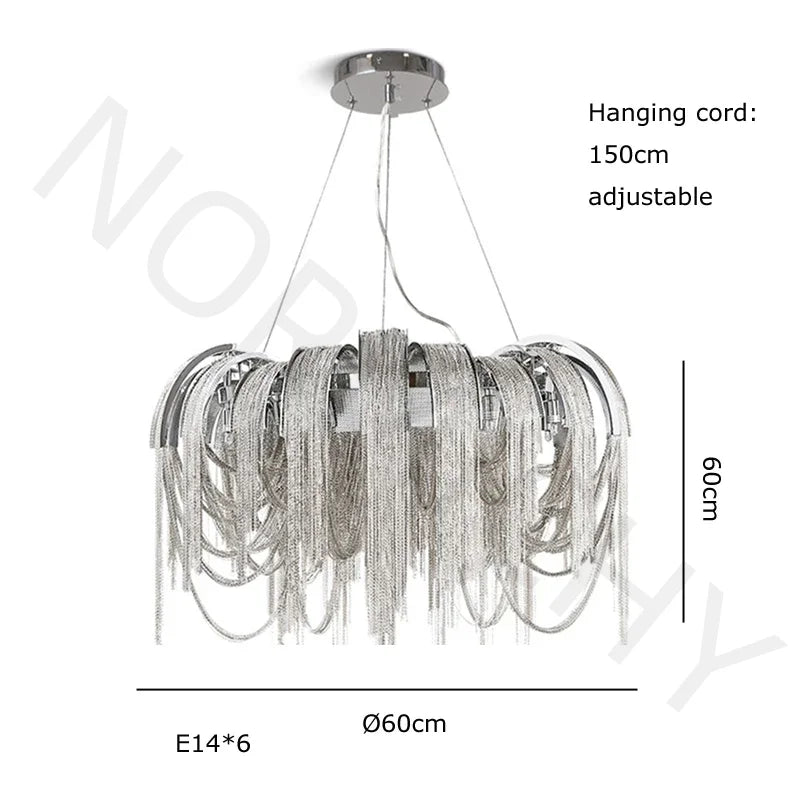 Modern Lustre Chrome Tassel Led Chandelier Lighting Living Dining Room Decor Led Chandeliers Lamp Loft Hanging Lights Luminaire