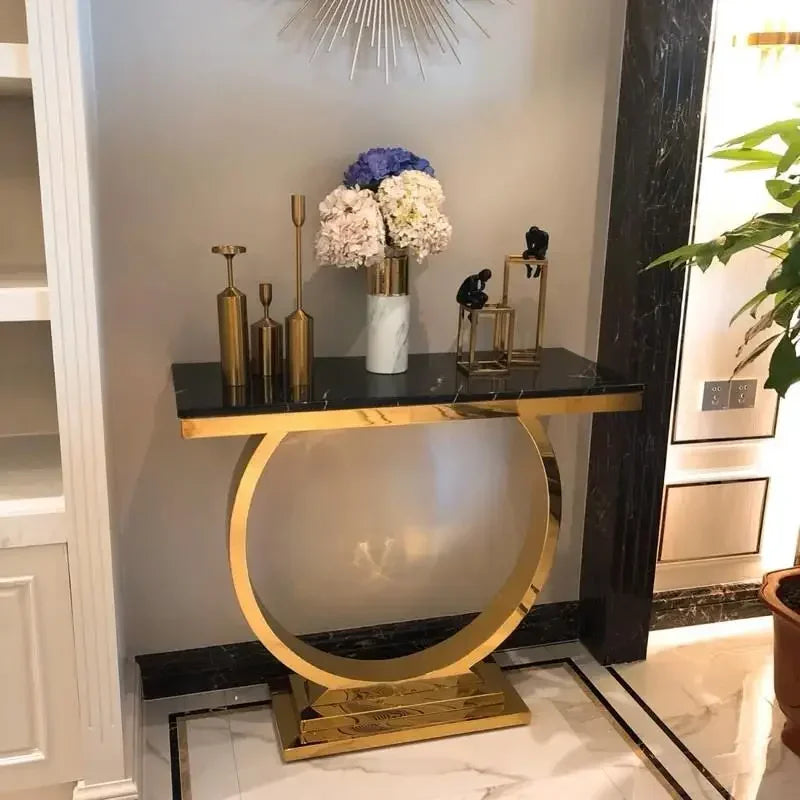 MMOOKA Modern Simple and Light Luxury Stainless Steel Gold Entry Door Entrance Cabinet Curio Cabinet