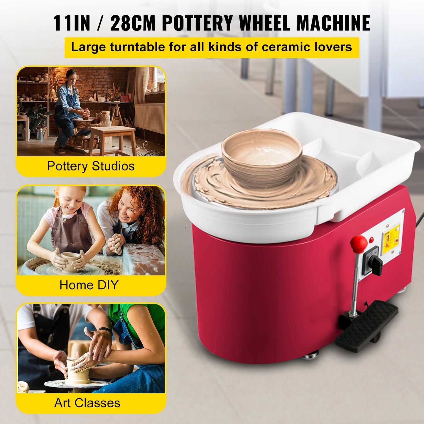 MMOOKA MMOOKA VEVOR 28cm Pottery Wheel Machine 350W Foot & Manual Control Electric Art DIY Ceramic Clay Sculpting Tool w/ Turntable Tray 18PcsMMOOKA.COM