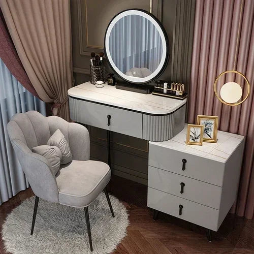 MMOOKA Nordic dressing table small apartment bedroom multi-functional modern minimalist light luxury paint makeup table dresser vanity