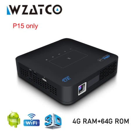 ANTNX WZATCO P15 1080P DLP Smart 3D Projector Portable MINI Projectors Android BT 5.4 Support 4K Video Home Theater Beamer Proyector ANTNX.COM