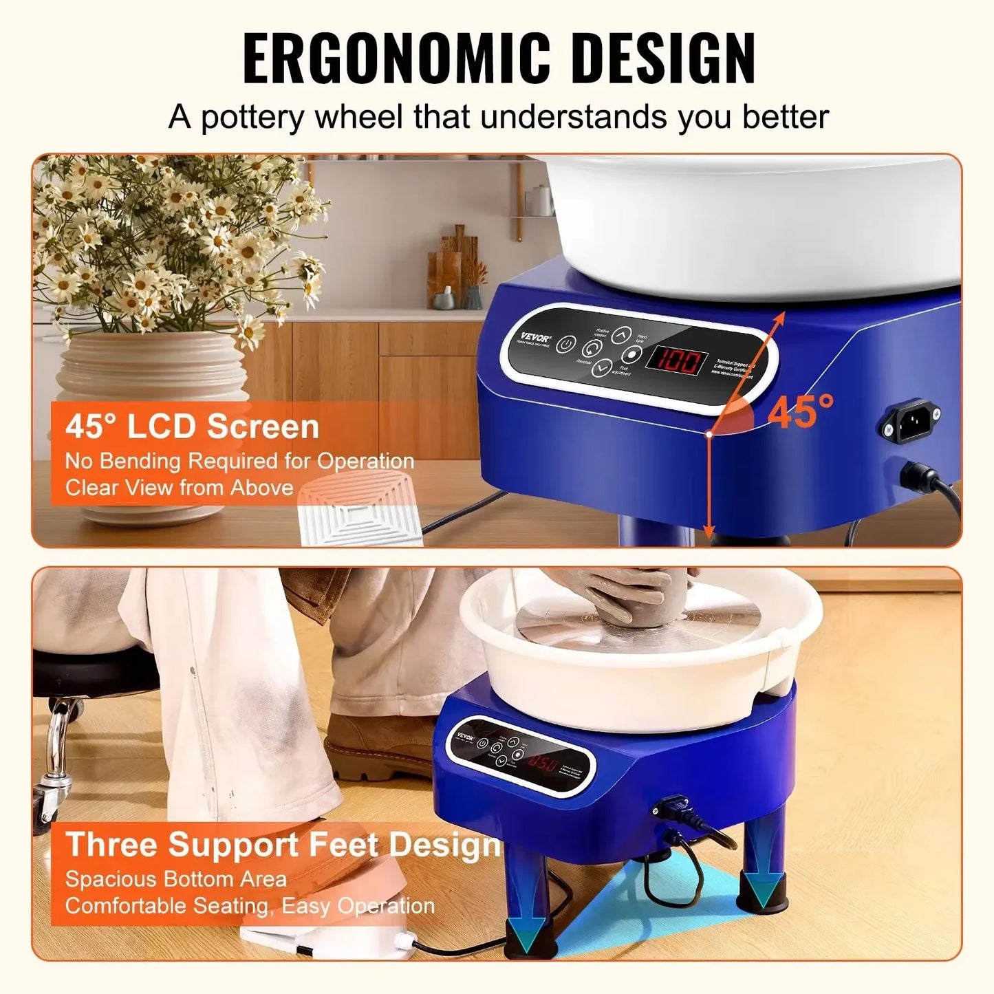 MMOOKA MMOOKA VEVOR Pottery Wheel Machine 10in Ceramic Wheel Foot Pedal Touch Screen 350W 3Leg Blue for Ceramic Working Forming DIY Art CraftMMOOKA.COM