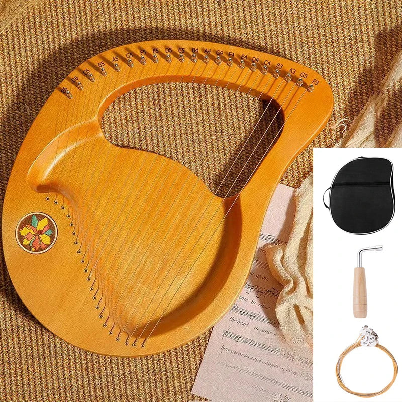 Portable Lyre Harp Professional Adult Beginners Harps Sound Therapy Mahogany Harp Traditional Small Stringed Musical Instruments
