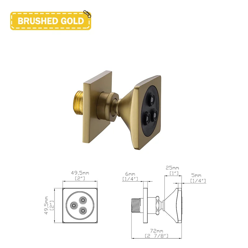 MMOOKA Chrome Black Body Sprays Square Shower Spa Massage Body Jets Rose Gold Concealed Shower Spray Head Faucet Accessory Brushed Gold MMOOKA.COM