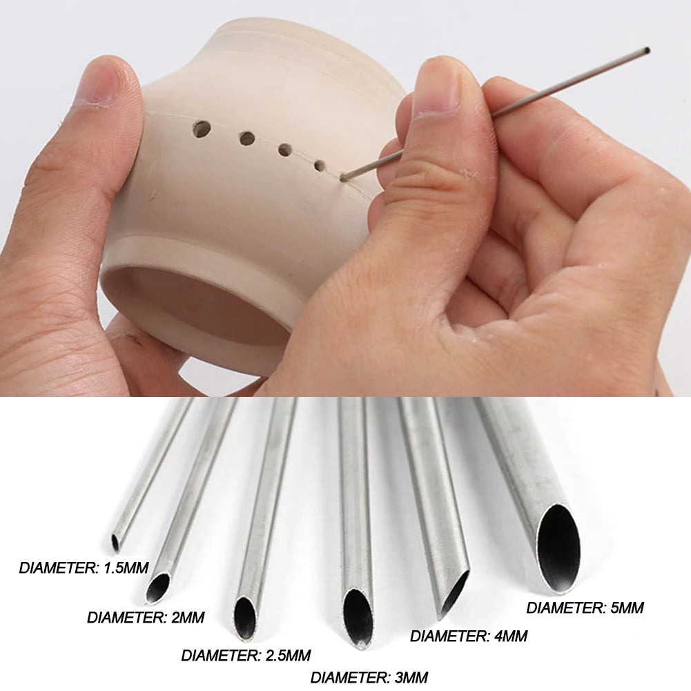 MMOOKA MMOOKA 6Pcs Stainless Steel Hole Puncher Carving Sculpture Modeling Pottery Cutting And Punching Ceramic Polymer Clay Moldeling ToolsMMOOKA.COM