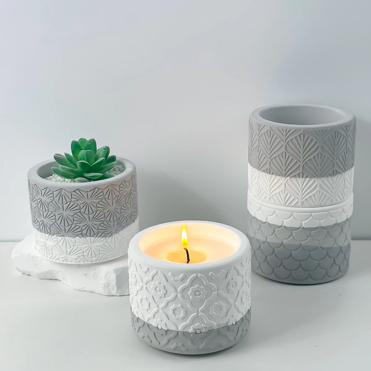 MMOOKA DIY Round Plaster Candle Cup Silicone Mold Flowerpot Storage Jar Cement Plaster Pottery Mould Concrete Making Crafts SuppliesMMOOKA.COM