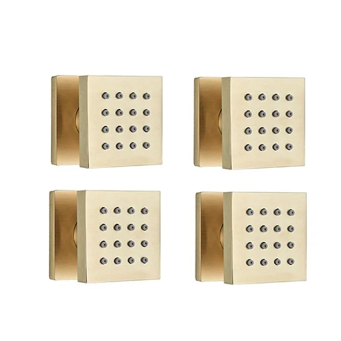 MMOOKA Chrome Black Brass Body Sprays Square Shower Spa Massage Body Jets Golden Concealed Shower Spray Head Faucet Accessory MMOOKA.COM