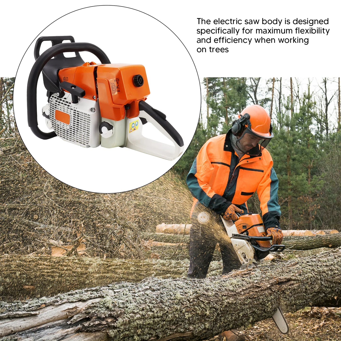 71cc G444 Gasoline Chain Saw Power Head for MS440 044 Chainsaw Household Sawing  Logging G444 Gasoline Chainsaw Power Head