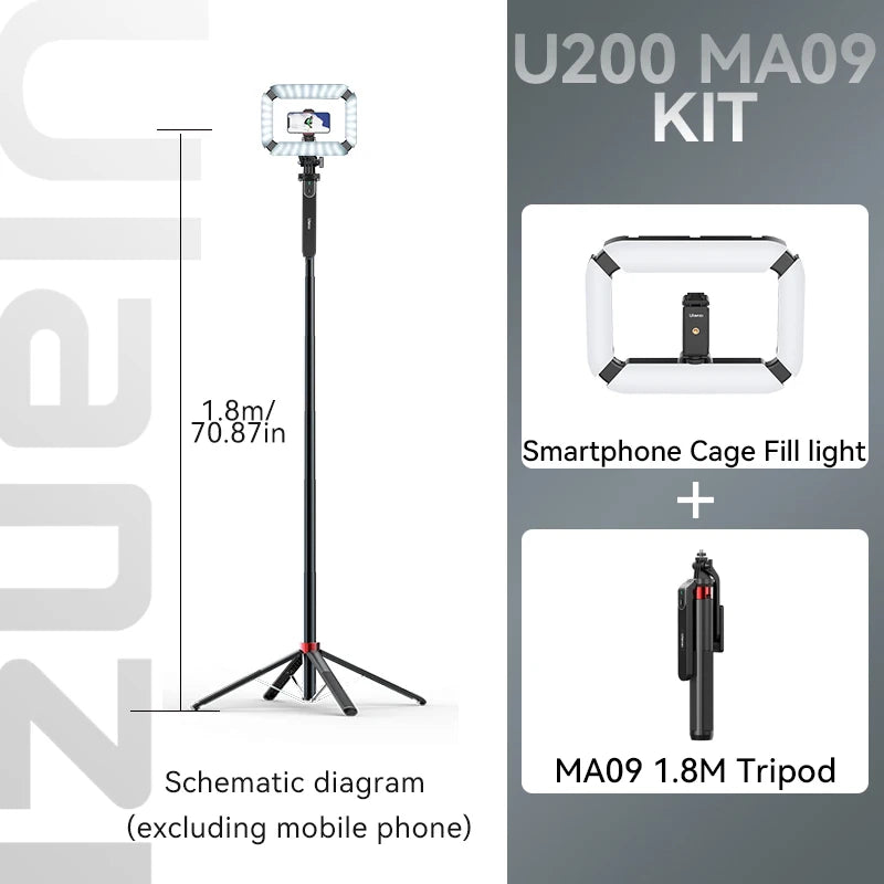 MMOOKA Ulanzi U200 U-200 Smartphone Video Rig LED Video Light 2 in 1 Ring Light Cold Shoe for Microphone Tiktok Youtube Live Rig Light
