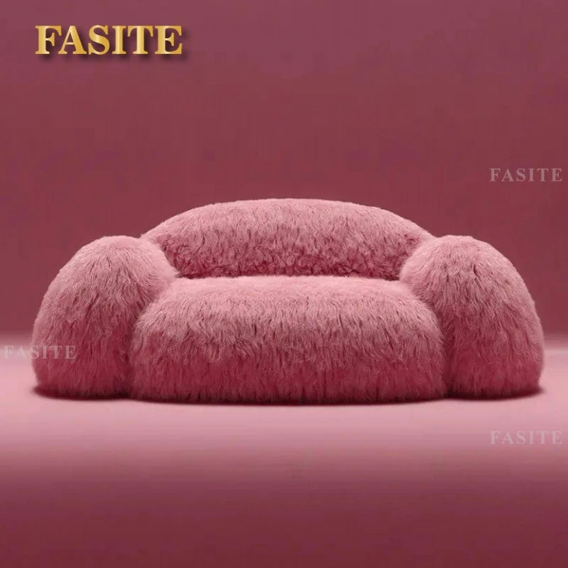 Italian girl pink plush lazy tatami minimalist caterpillar single small apartment