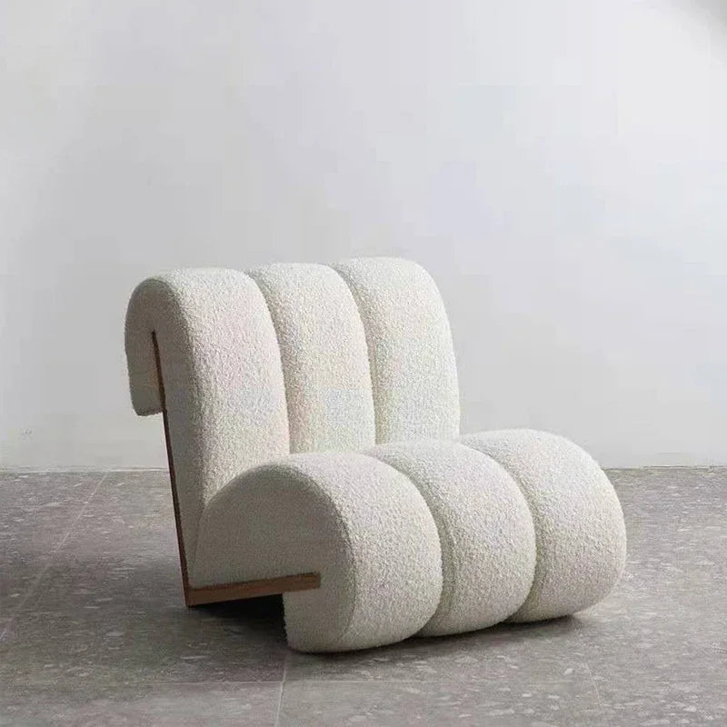 MMOOKA Creative White Modern Sofa Chairs Design Backrest Personality Model Room Small Leisure Single Lounge Chair Hotel Club Apartment