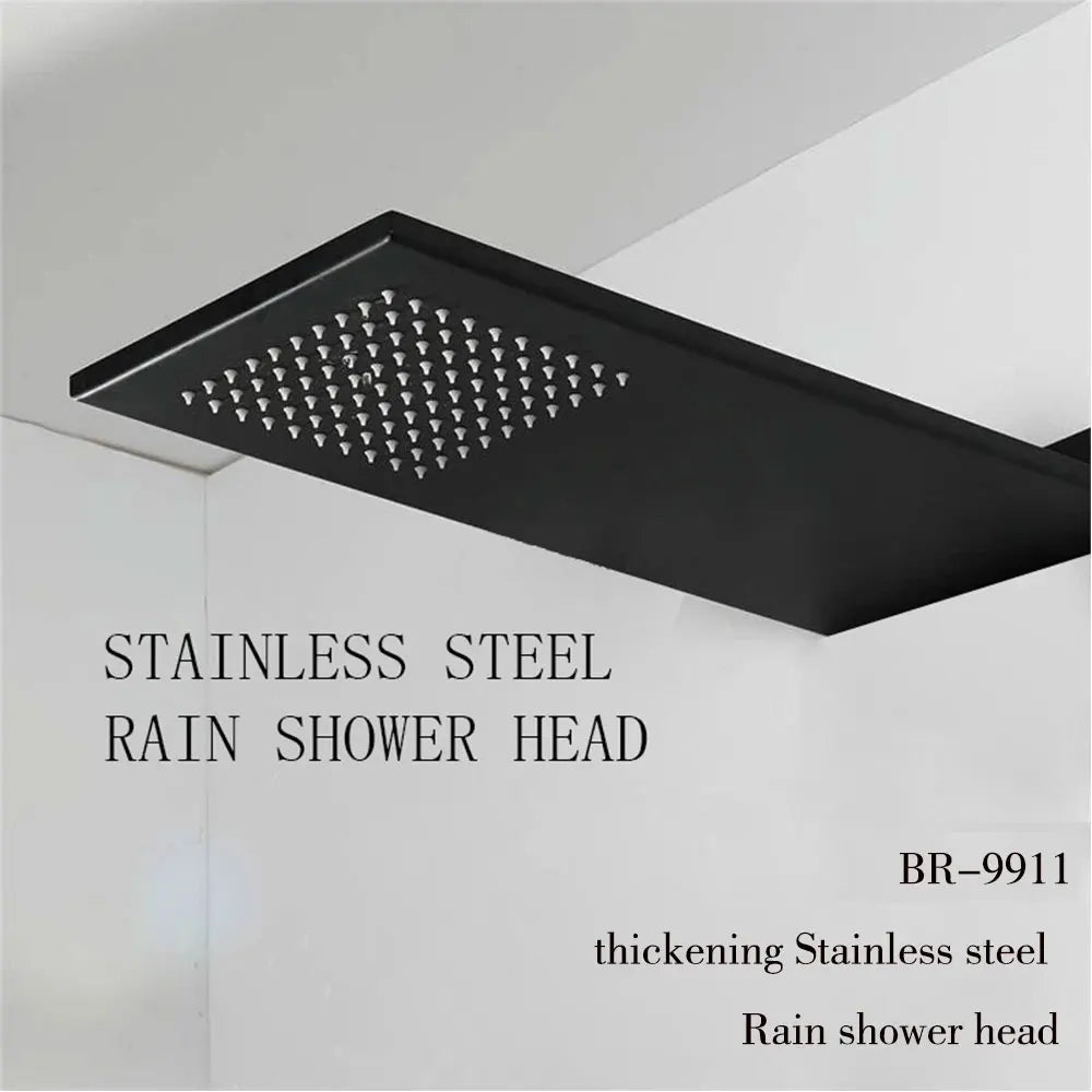ANTNX BAKALA Matte Black Stainless Steel Shower Head Rainfall Shower Head With Waterfall Shower Wall Mounted ANTNX.COM