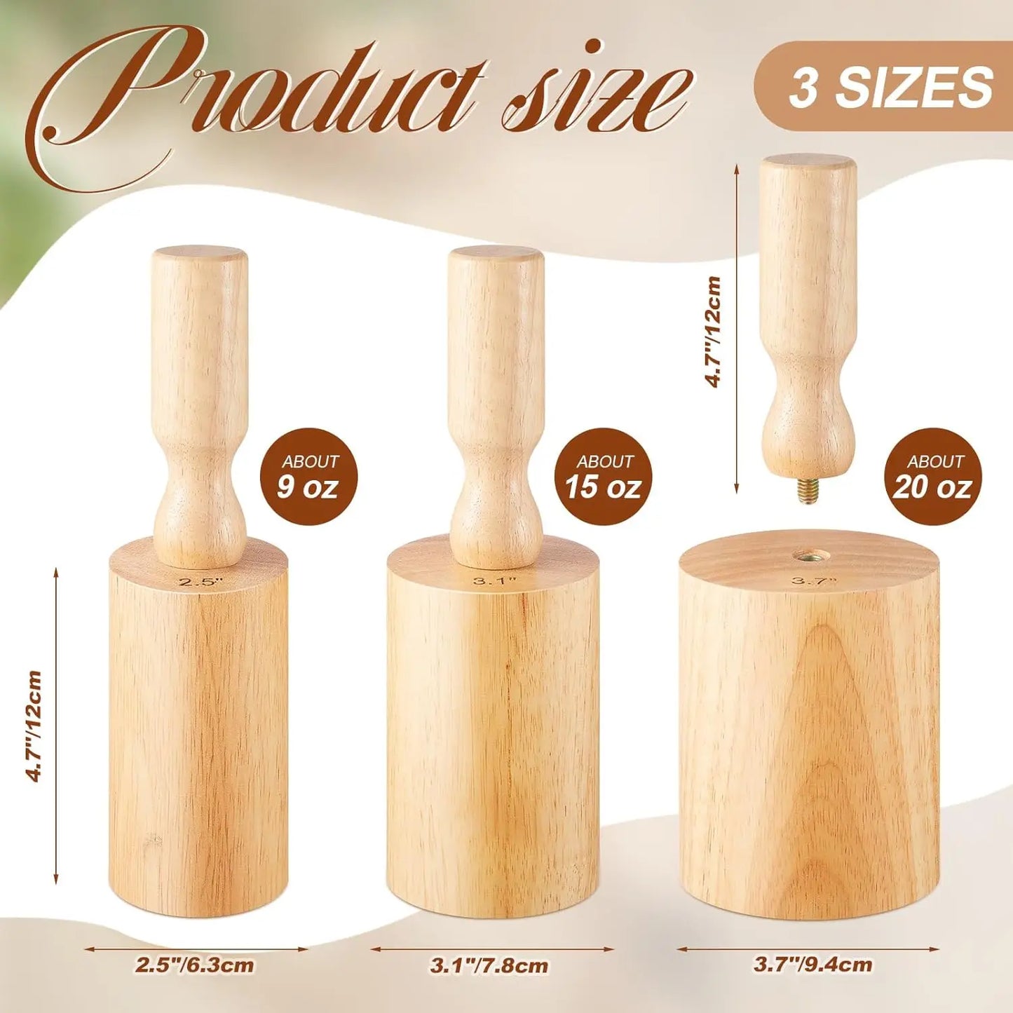 MMOOKA MMOOKA 3 Pcs Cup Pottery Molds 2.5'', 3.1'', 3.7'' Plaster Molds Mug Vase Tools with Handle Pottery Wood Slump Press Mold for Cup MugMMOOKA.COM