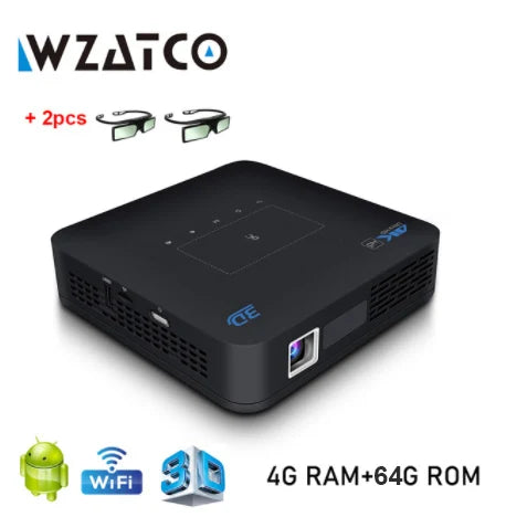 ANTNX WZATCO P15 1080P DLP Smart 3D Projector Portable MINI Projectors Android BT 5.4 Support 4K Video Home Theater Beamer Proyector ANTNX.COM
