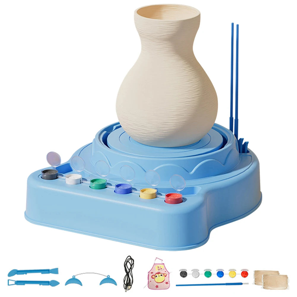 MMOOKA MMOOKA Kids Mini Pottery Machine Wheel Kit Electric Pottery Clay Wheel Educational Child-Safe Handicraft Gifts for Kids Aged 8-12MMOOKA.COM