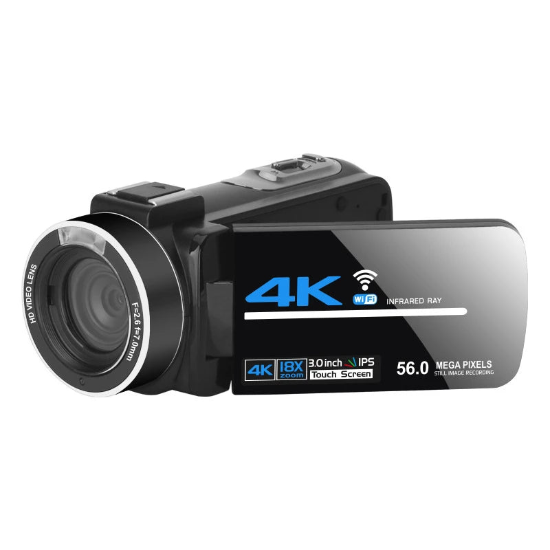 MMOOKA 2025 Video Camera YouTube for Tiktok Vlogging IR Night Vision UHD 4K Webcam 56MP 18X Digital Tiktok Camcorder