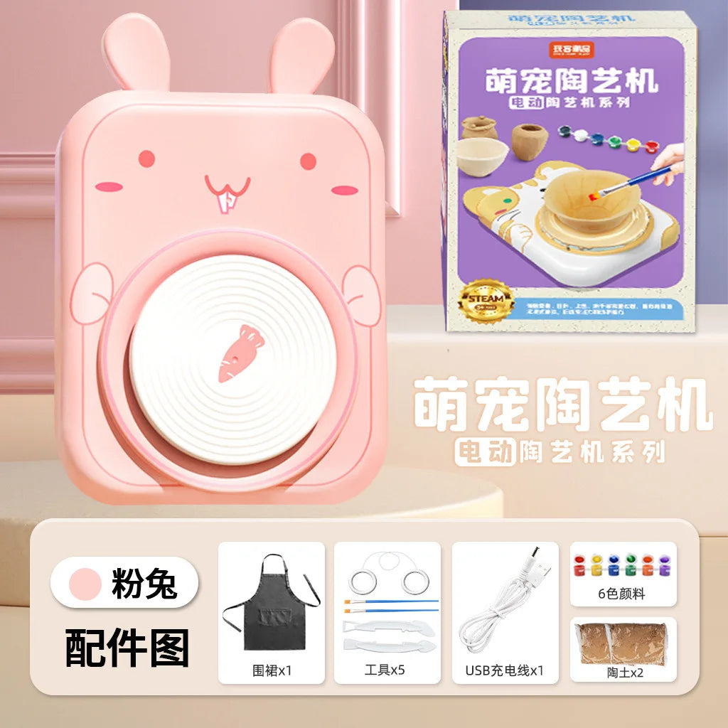 MMOOKA MMOOKA Cute Pet Pottery Machine Toy Children's Handmade DIY Electric Non Burning Clay Pulling Tool Set Anti Drop Material WearMMOOKA.COM
