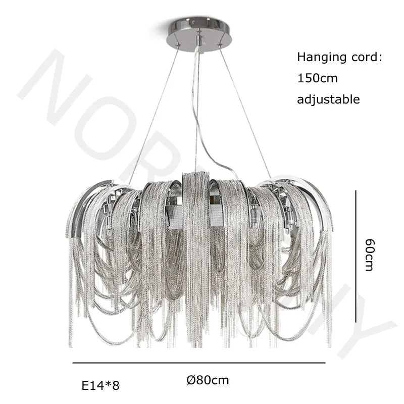 Modern Lustre Chrome Tassel Led Chandelier Lighting Living Dining Room Decor Led Chandeliers Lamp Loft Hanging Lights Luminaire