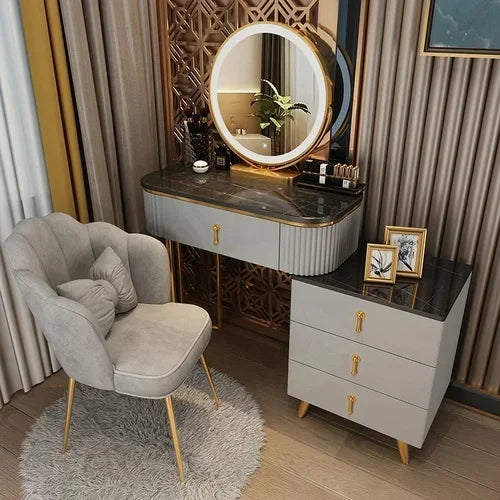 MMOOKA Nordic dressing table small apartment bedroom multi-functional modern minimalist light luxury paint makeup table dresser vanity