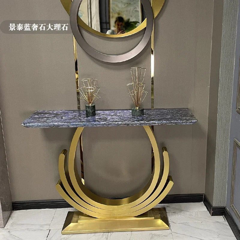 MMOOKA Light Luxury Stainless Steel Hallway Cabinet Marble Corridor Aisle Home Narrow against the Wall