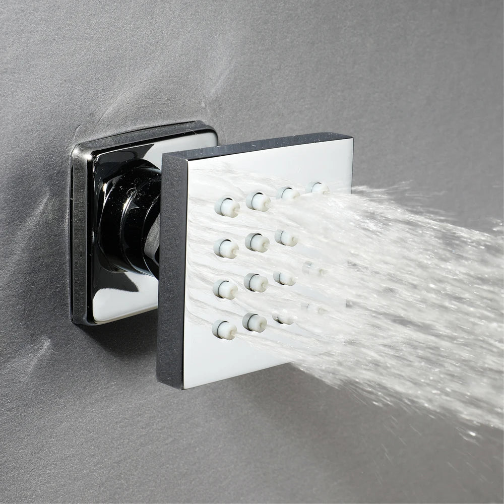 ANTNX 60x30cm 24x12Inch Big Music LED Shower Head 6 Function SPA Massag Thermostatic Mixer Faucet Kit ANTNX.COM