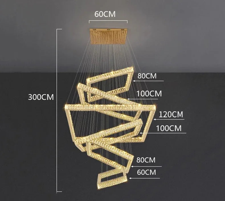 Modern Luxury Home Decoration Crystal Chandelier Stair Hotel Lobby Villa Hanging Lamp Interior Lighting Lusters Luminaires