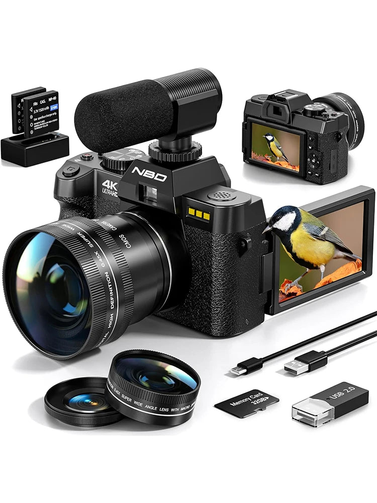 MMOOKA NBD Digital Camera 48MP 4K Video Camera 3.0 Inch Flip Screen Camcorder Vlogging Camera and 16X Digital Zoom Photography Camera