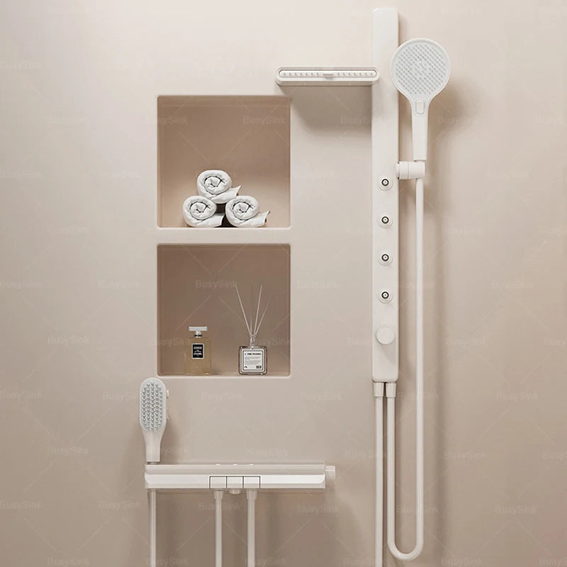 MMOOKA Shower System Set Milk White Bathroom Split Shower Multifunction Shoulder Waist Spouts Household Pressurized Shower Set MMOOKA.COM