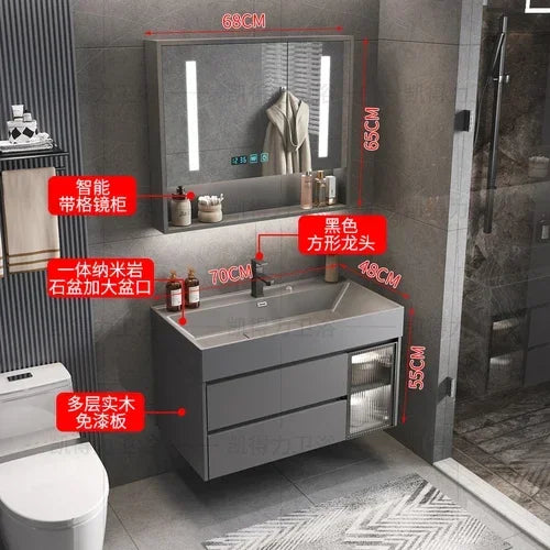 MMOOKA Multipurpose Narrow Bathroom Cabinets Makeup Organizer Makeup Bathroom Cabinets Mirror with Light Banheiro Furniture YX50BC
