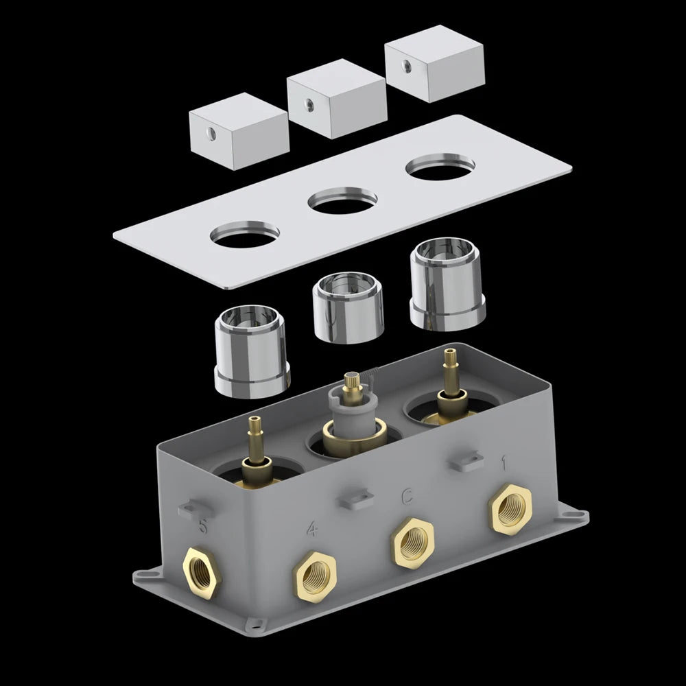 MMOOKA Thermostatic Mixing Valve Wall Mounted Shower Mixer Controller Temperature Concealed 6 Ways Brass Valves Embedded Box Bathroom MMOOKA.COM