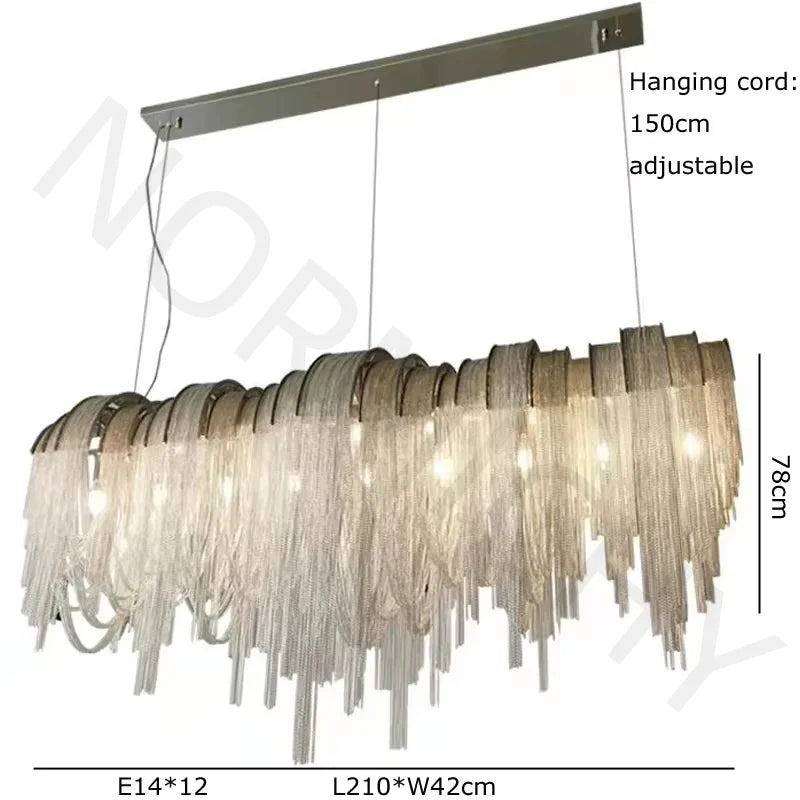 Modern Lustre Chrome Tassel Led Chandelier Lighting Living Dining Room Decor Led Chandeliers Lamp Loft Hanging Lights Luminaire