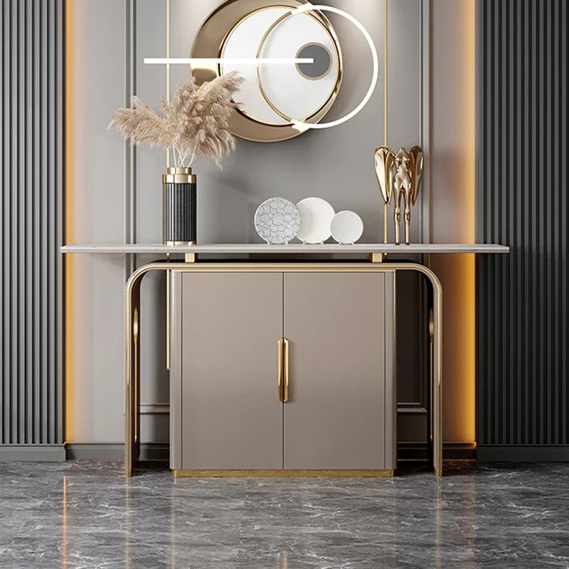 MMOOKA Light Luxury Modern Minimalist Marble Wall Entrance Cabinet Hotel Villa Corridor