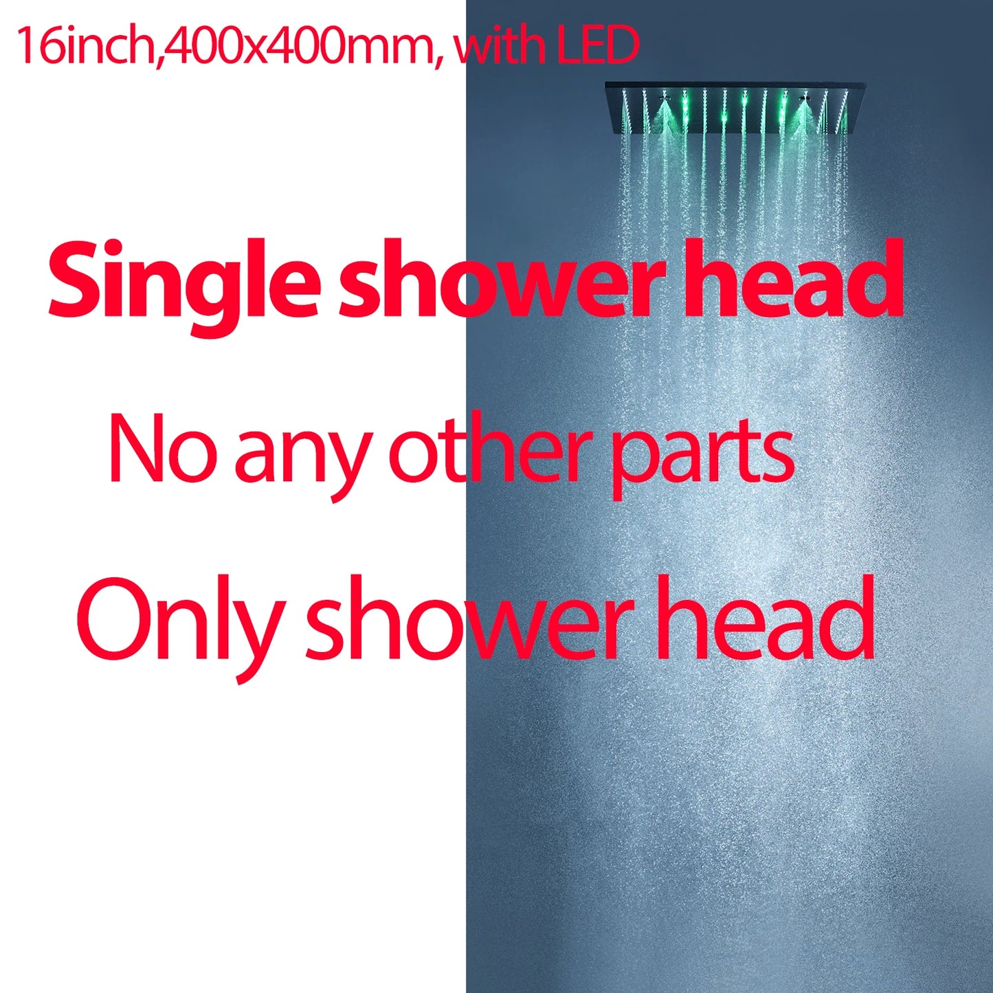 ANTNX Luxury 16/20 Inch 400/500mm Rainfall Mist Spray LED Shower Head Set Constant Temperature Valve Mixer With Side Massage Jets ANTNX.COM