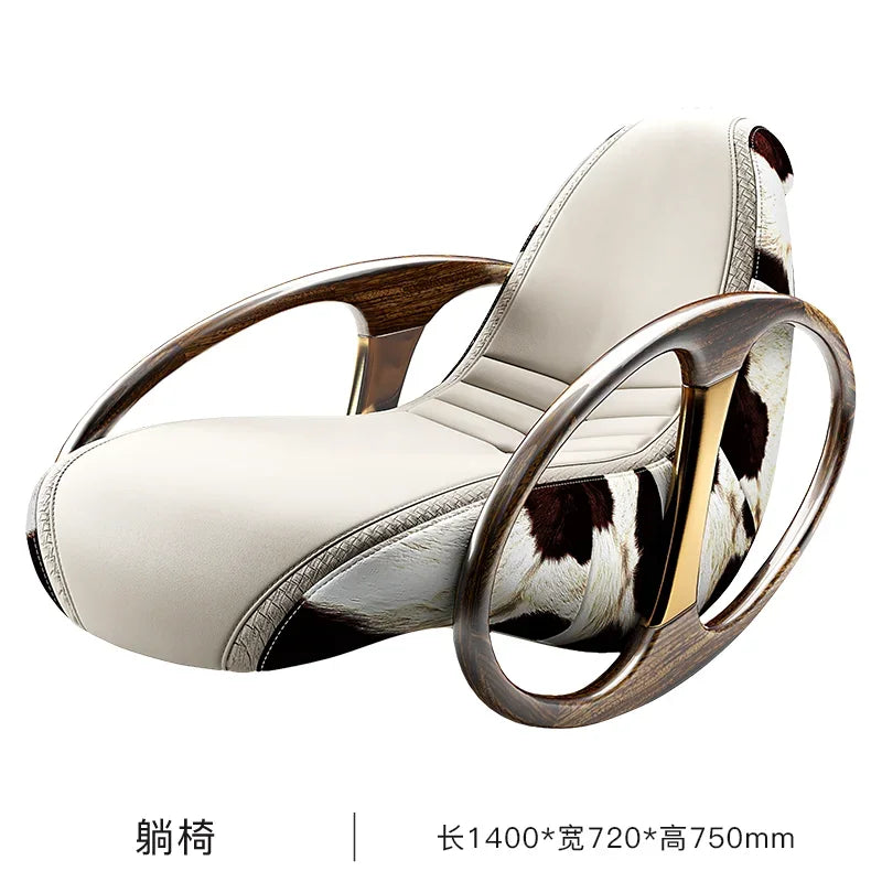 MMOOKA Italian-Style Light Luxury Leather Recliner Leisure Chair Single Sofa Rocking Chair