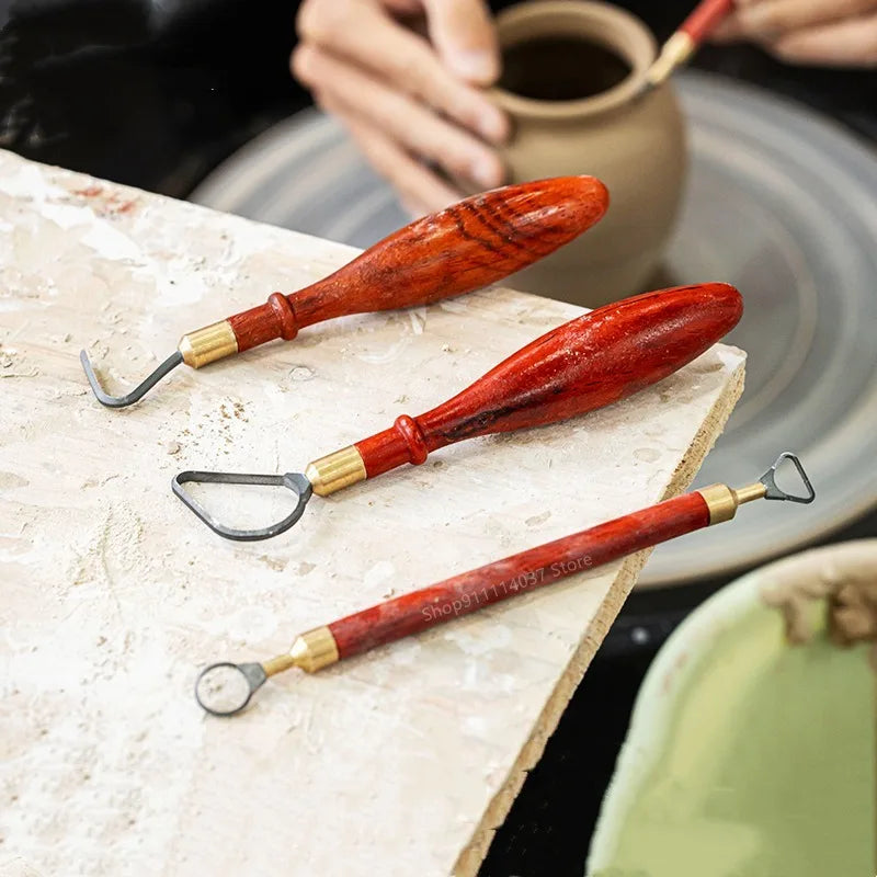 MMOOKA MMOOKA Double-head Trimming Scraper Tungsten Steel Ring-shaped Wooden Handle Sculpture Trimming Ceramic Texture Carving Pottery ToolsMMOOKA.COM