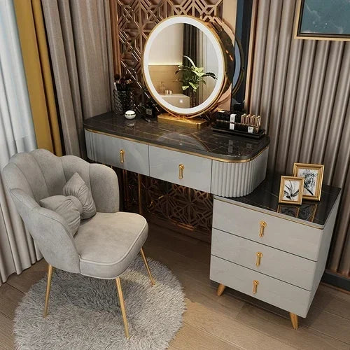 MMOOKA Nordic dressing table small apartment bedroom multi-functional modern minimalist light luxury paint makeup table dresser vanity