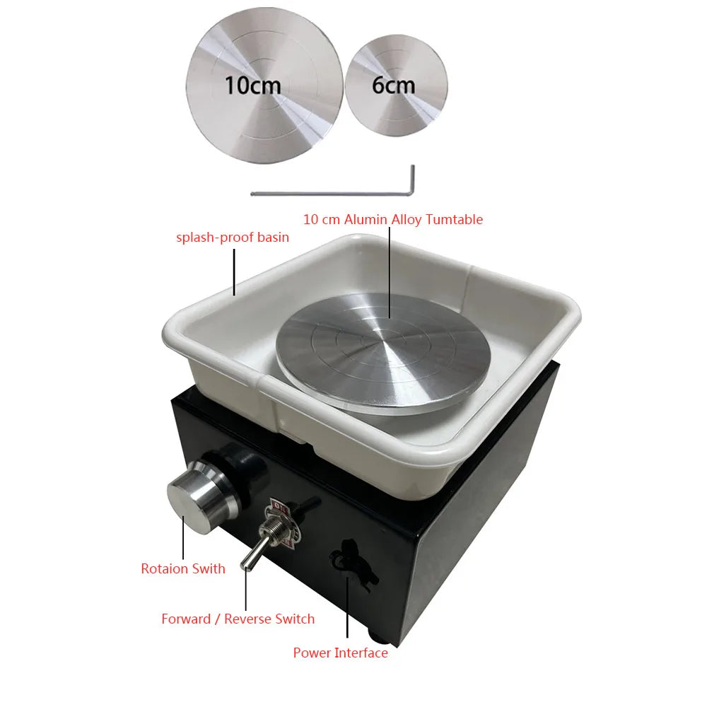 MMOOKA MMOOKA Mini Pottery Wheel Machine, 6cm 10cm Double Turntables Detachable Basin Forming Machine Adjustable Speed Electric Ceramic WheelMMOOKA.COM
