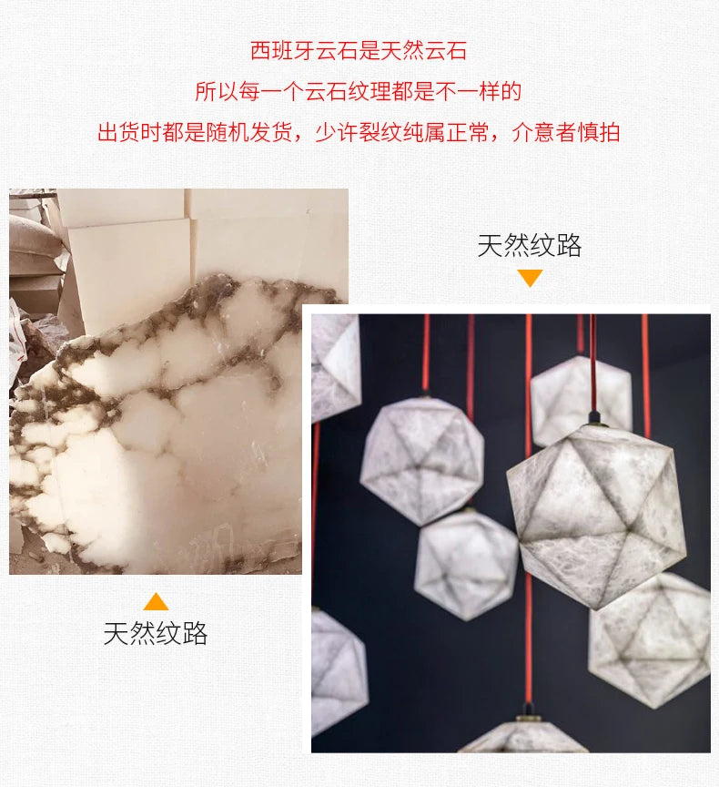 Stairwell long chandelier new Chinese style duplex villa hall modern minimalist Spanish marble chandelier