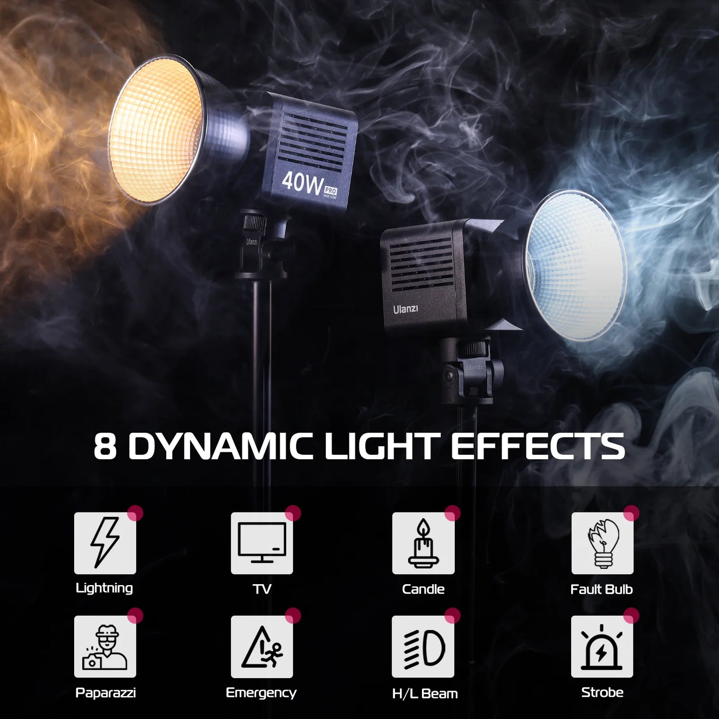 MMOOKA Ulanzi 40W Pro COB Video Light 2500-6500K Bi-Color Photographic LED Light for Photo Studio Film Camera Shooting Livstream Tikok