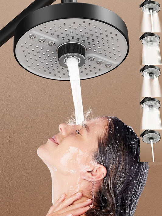 Large Flow 5 Modes Rainfall Shower Head Supercharge Ceiling Mounted Spa Showerhead High Pressure Top Spray Bathroom Accessories