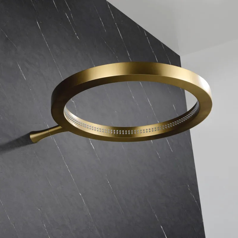 MMOOKA Tuqiu Bathroom Wall Mounted Shower Head Rainfall Brass 50x50cm Brush Gold Gray Basketball Hoop Design Pressure boost Ceiling MMOOKA.COM