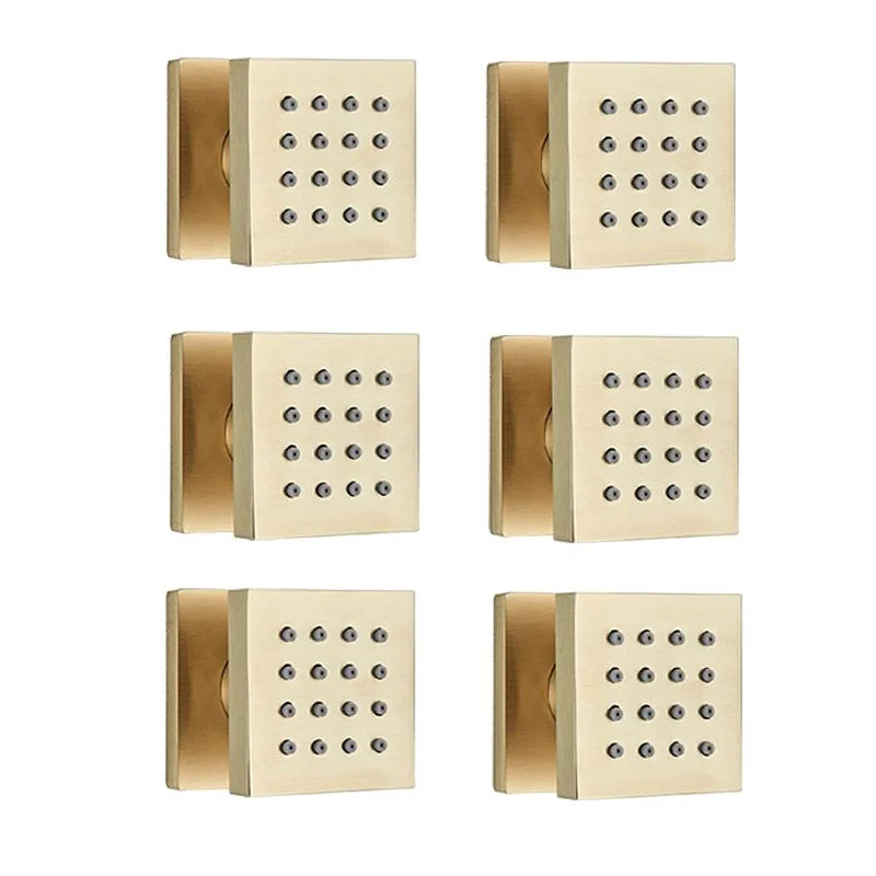 MMOOKA Chrome Black Brass Body Sprays Square Shower Spa Massage Body Jets Golden Concealed Shower Spray Head Faucet Accessory MMOOKA.COM