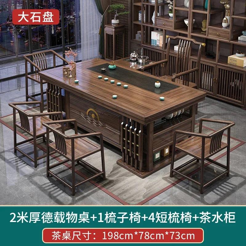MMOOKA Solid Wood Table-Chair Set New Chinese Household One Table Five Chairs Kung Fu Tea Brewing Sets