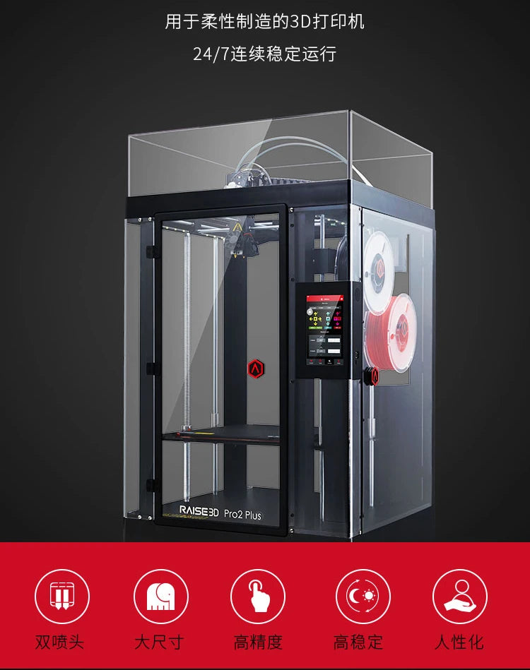 Industrial grade large-size and high-precision 3D printer with dual nozzles