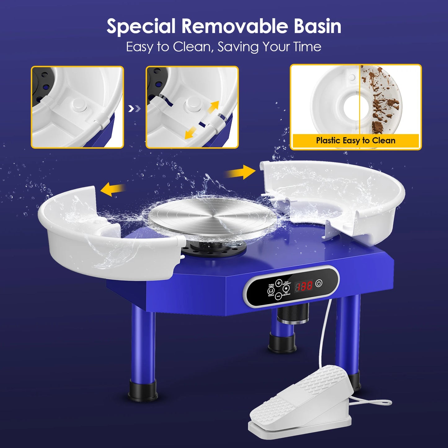 MMOOKA MMOOKA 350W Electric Pottery Wheel Forming Machine 25cm Ceramic Pottery Wheel With Tray Foot Pedal Sculpting Mould Clay Art Craft DIYMMOOKA.COM