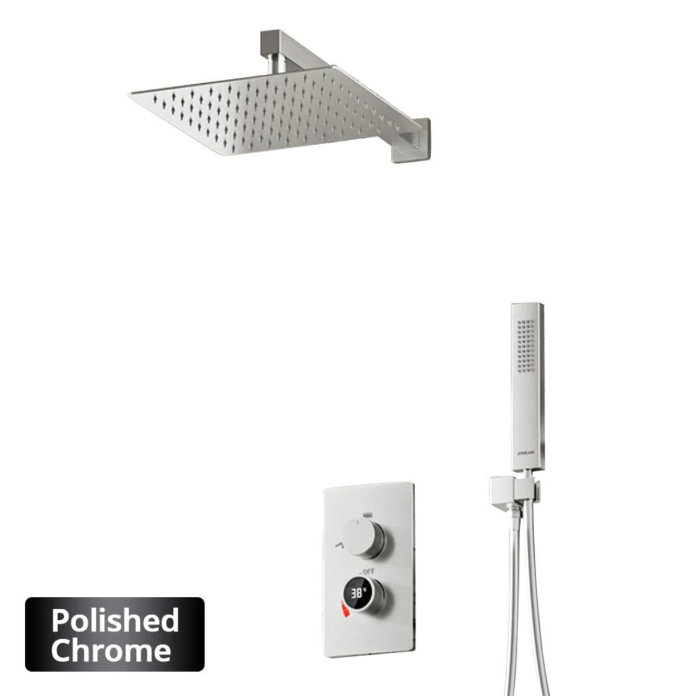 ANTNX Thermostatic Digital Display Shower Faucet 38 Degrees Adjustable Knob Hot and Cold Bathroom Tap 10 Inches Head Shower System Set ANTNX.COM